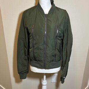 ALO Yoga Olive Green Puffer Bomber Jacket